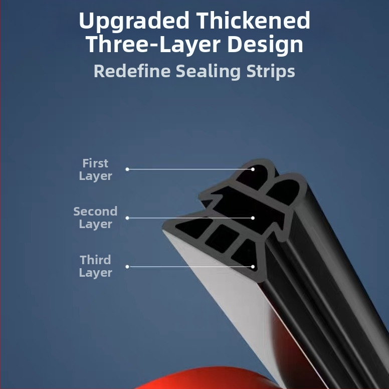 Автомобилен уплътнител за врата – пирамидален тип, 3‑слойна гумена лента за уплътнение, шумоизолация, защита от прах и водоустойчивост.