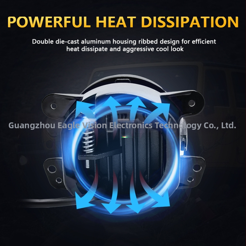 LED мъгла фар за Jeep Wrangler – вградена, предна броня, офроуд; LED източник, алуминиева сплав, 6000K, IP рейтинг