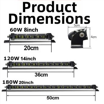 LED λωρίδα φωτισμού αυτοκινήτων με 6D φακούς | μονογραμμή, υπερλεπτή, 180W, 12-24V, 18000LM, 6500K