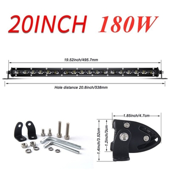 LED λωρίδα φωτισμού αυτοκινήτων με 6D φακούς | μονογραμμή, υπερλεπτή, 180W, 12-24V, 18000LM, 6500K