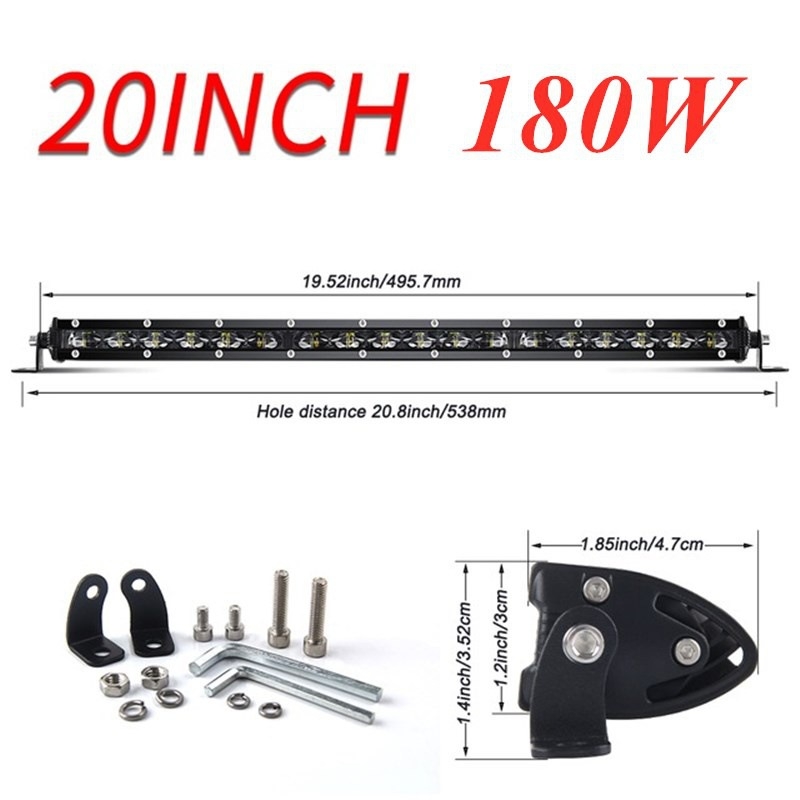 LED λωρίδα φωτισμού αυτοκινήτων με 6D φακούς | μονογραμμή, υπερλεπτή, 180W, 12-24V, 18000LM, 6500K
