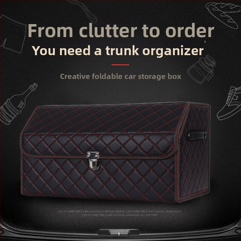 Δερμάτινο αναδιπλούμενο κουτί αποθήκευσης πορτ-μπαγκάζ αυτοκινήτου, αδιάβροχο, με χειρολαβή