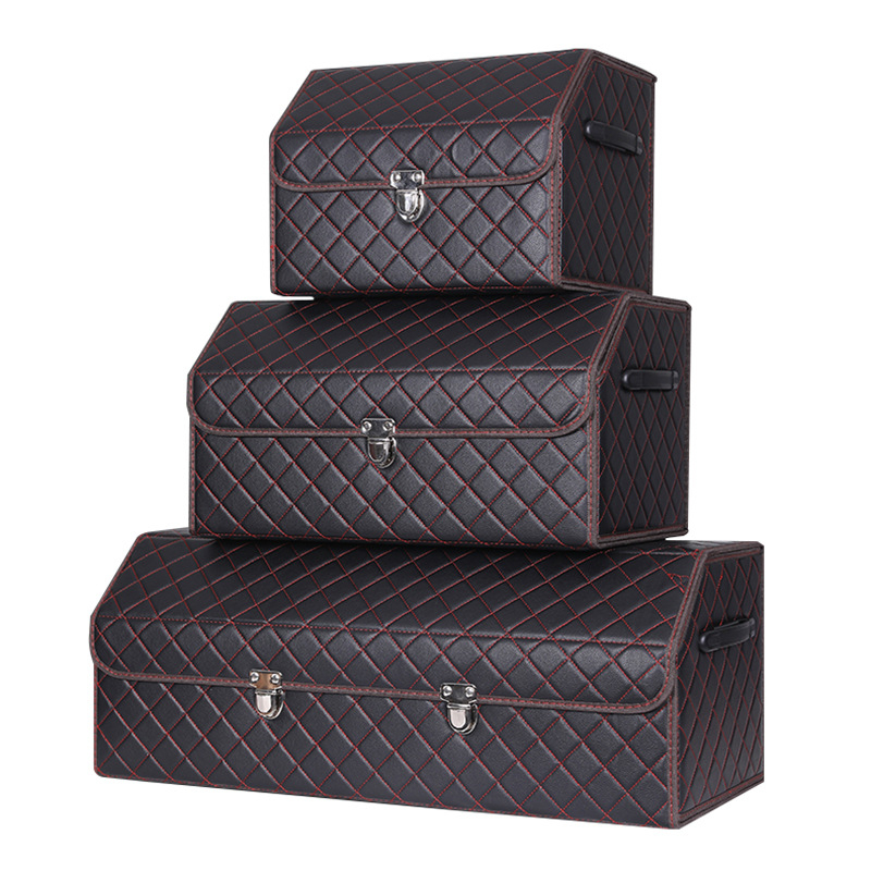 Cutie de depozitare auto din piele, pliabilă, impermeabilă, cu mâner