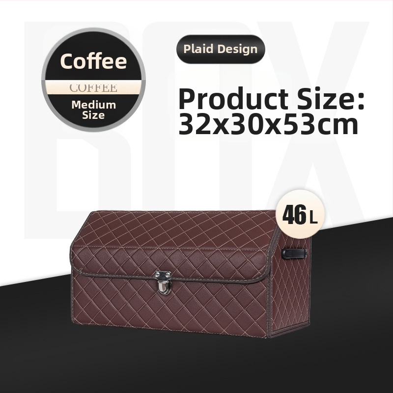 Cutie de depozitare auto din piele, pliabilă, impermeabilă, cu mâner