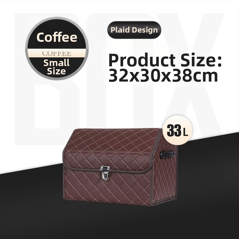 Cutie de depozitare auto din piele, pliabilă, impermeabilă, cu mâner