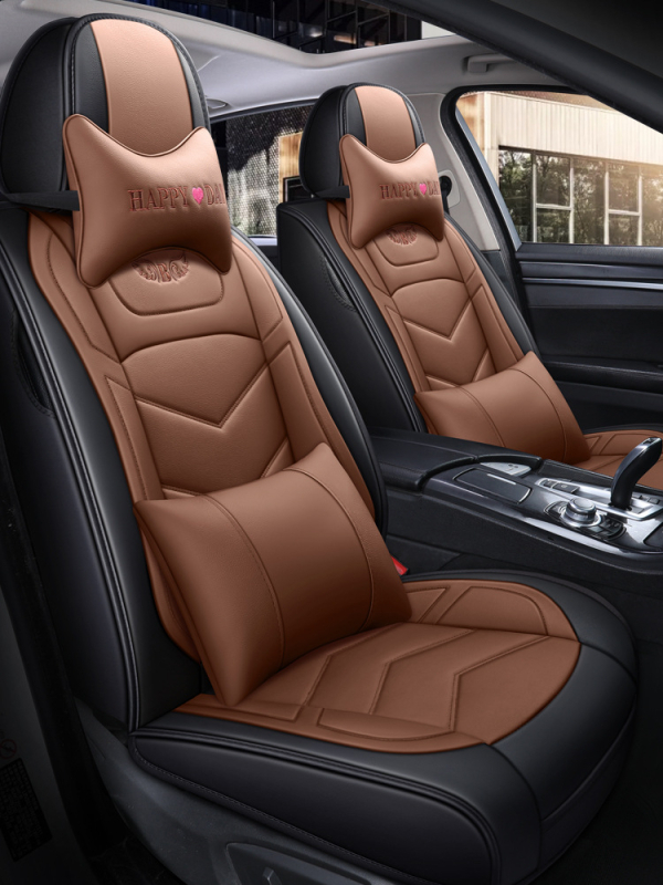 Husă de scaun auto pentru patru anotimpuri, universală, cu acoperire completă, compatibilă cu cinci locuri, cu logo imprimat, personalizare disponibilă