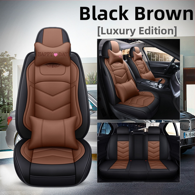 Husă de scaun auto pentru patru anotimpuri, universală, cu acoperire completă, compatibilă cu cinci locuri, cu logo imprimat, personalizare disponibilă