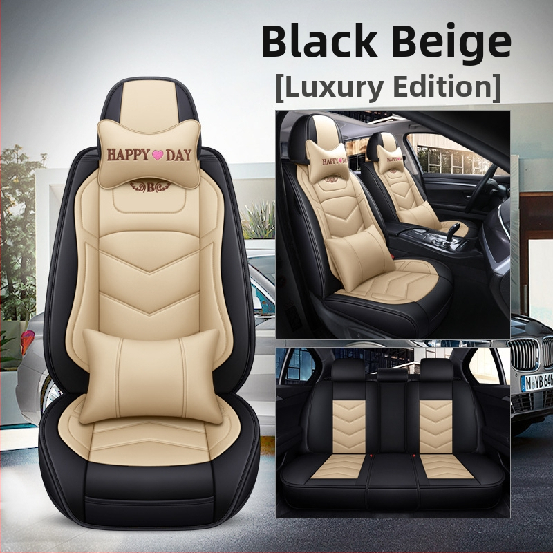 Husă de scaun auto pentru patru anotimpuri, universală, cu acoperire completă, compatibilă cu cinci locuri, cu logo imprimat, personalizare disponibilă