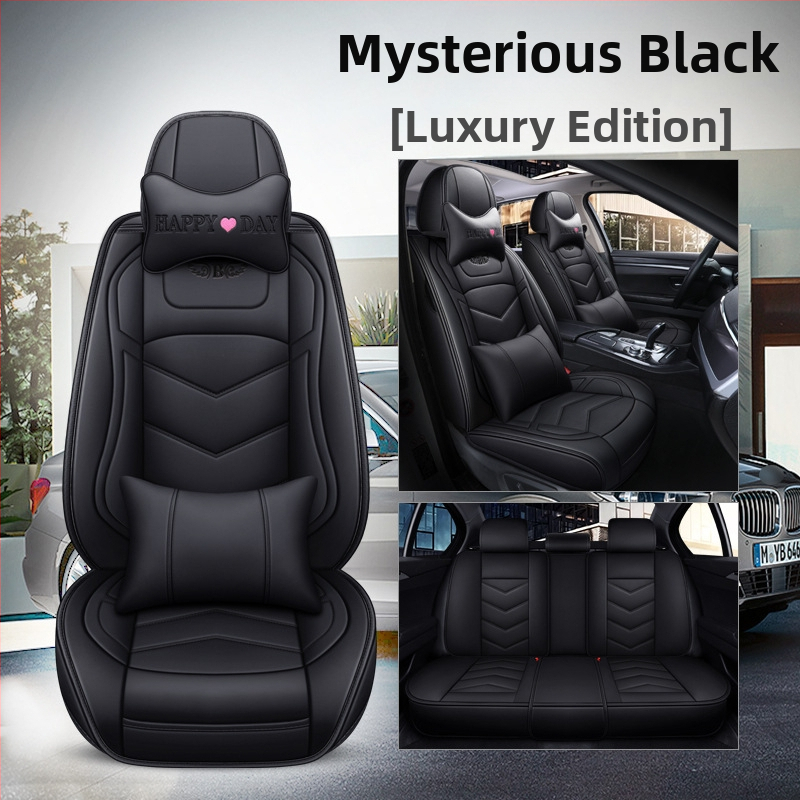 Husă de scaun auto pentru patru anotimpuri, universală, cu acoperire completă, compatibilă cu cinci locuri, cu logo imprimat, personalizare disponibilă