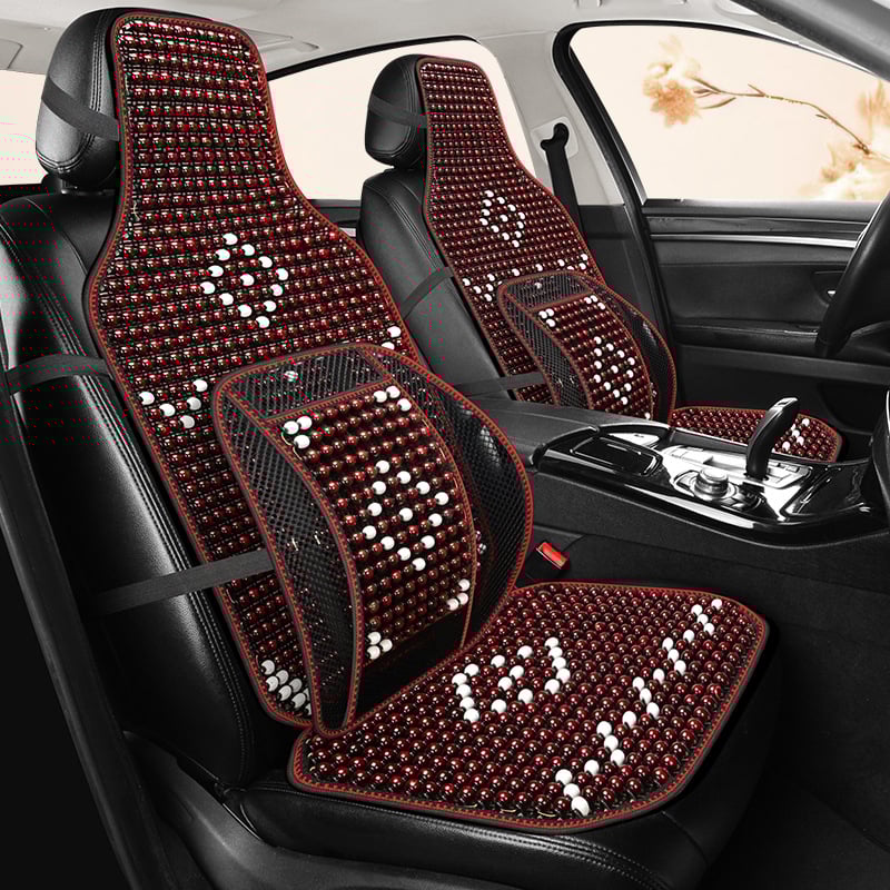 Κάλυμμα καθίσματος αυτοκινήτου με ξύλινους κόκκους - σετ 3 τεμαχίων, επίπεδο στυλ, αεριζόμενο μασάζ για το καλοκαίρι