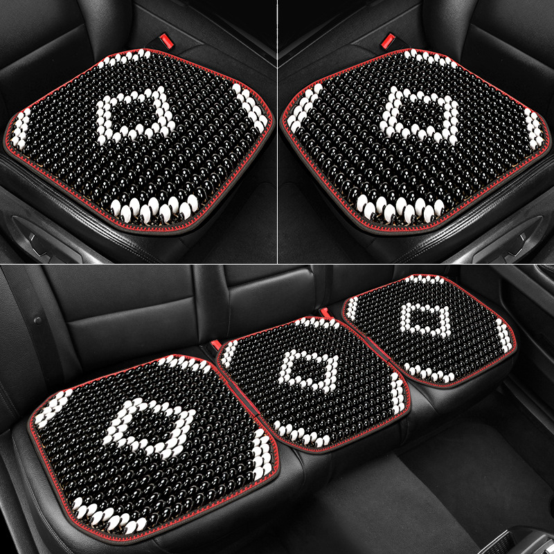 Pernă de scaun auto cu mărgele din lemn - set de 3 piese, stil plat, masaj cu ventilaţie pentru vară