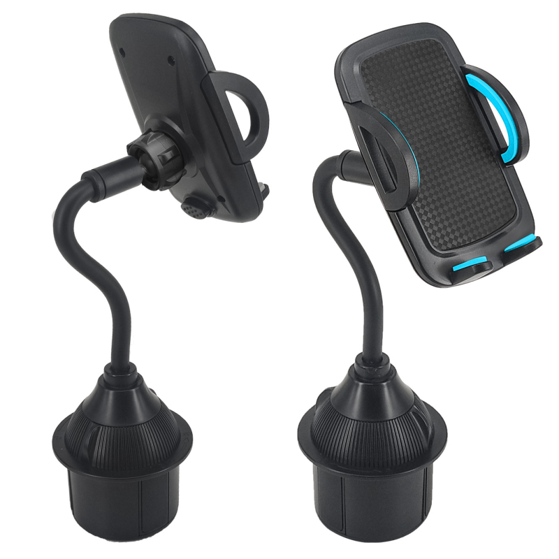 Държач за телефон за автомобил, монтиран върху държач за чаша — универсален, щракващ монтаж, за централна конзола и за задната седалка, модели 1608H, 2208H, 1608HE, Yongxinjia