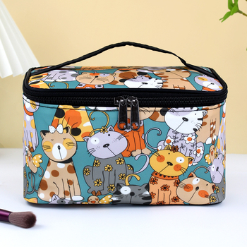 Козметична чанта, портативна, PU кожа, животински принт, подплата полиестер, водоустойчива (PU; животински принт; подплата полиестер; водоустойчива; съхранение)