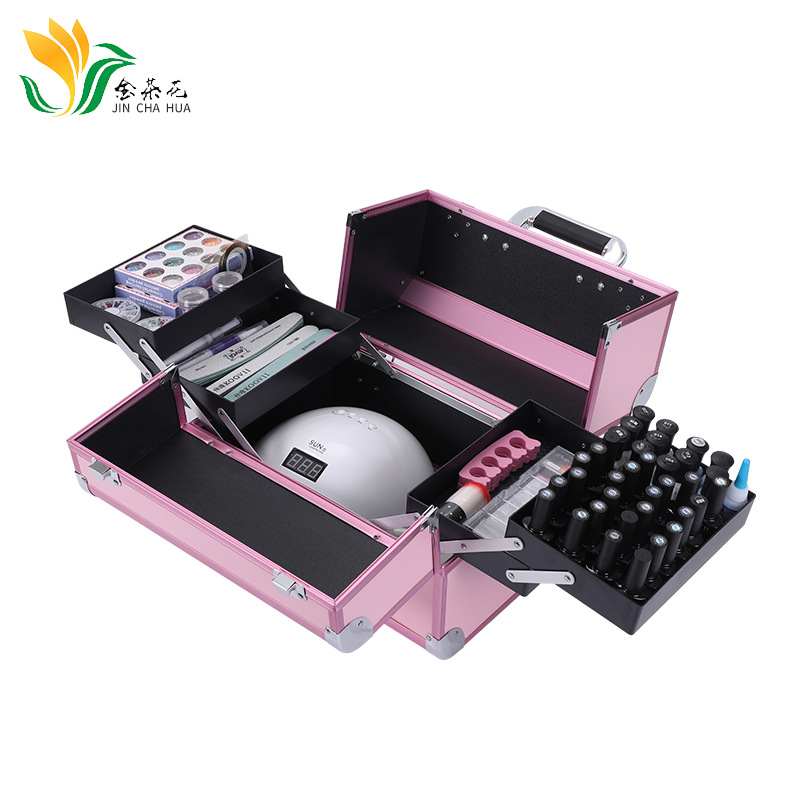 Caseră portabilă multifuncțională pentru depozitare cosmetică – din metal, impermeabilă, anti-furt, închidere cu zăvor, cu strat extensibil