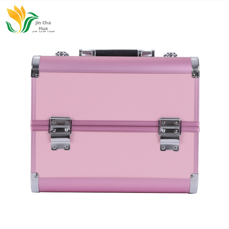 Преносима многослойна козметична кутия за съхранение – метална конструкция, водоустойчива, защита срещу кражба, заключваща се, с разширяем слой за маникюр и грим