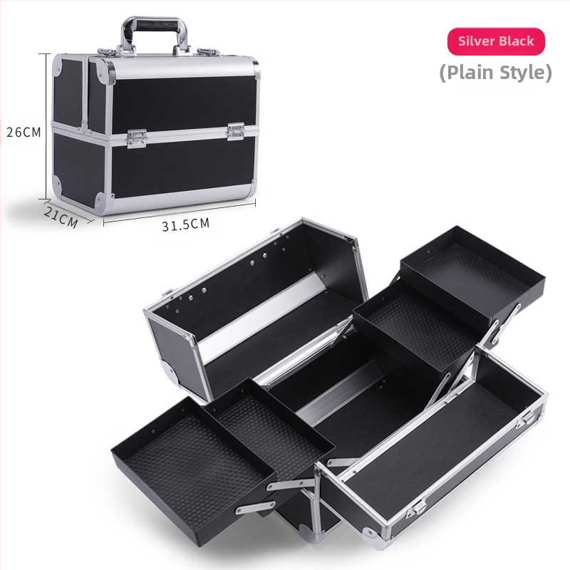 Caseră portabilă multifuncțională pentru depozitare cosmetică – din metal, impermeabilă, anti-furt, închidere cu zăvor, cu strat extensibil