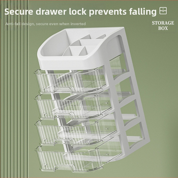 Οργανωτής καλλυντικών για γραφείο με πολυεπίπεδα διαφανή συρτάρια, χωρητικότητα 12L, PP πλαστικό, διαμέρισμα για κραγιόν
