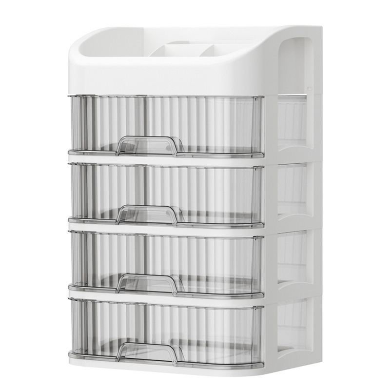 Organizator de cosmetică pentru birou, sertare transparente cu mai multe straturi, capacitate 12L, plastic PP, compartiment pentru ruj