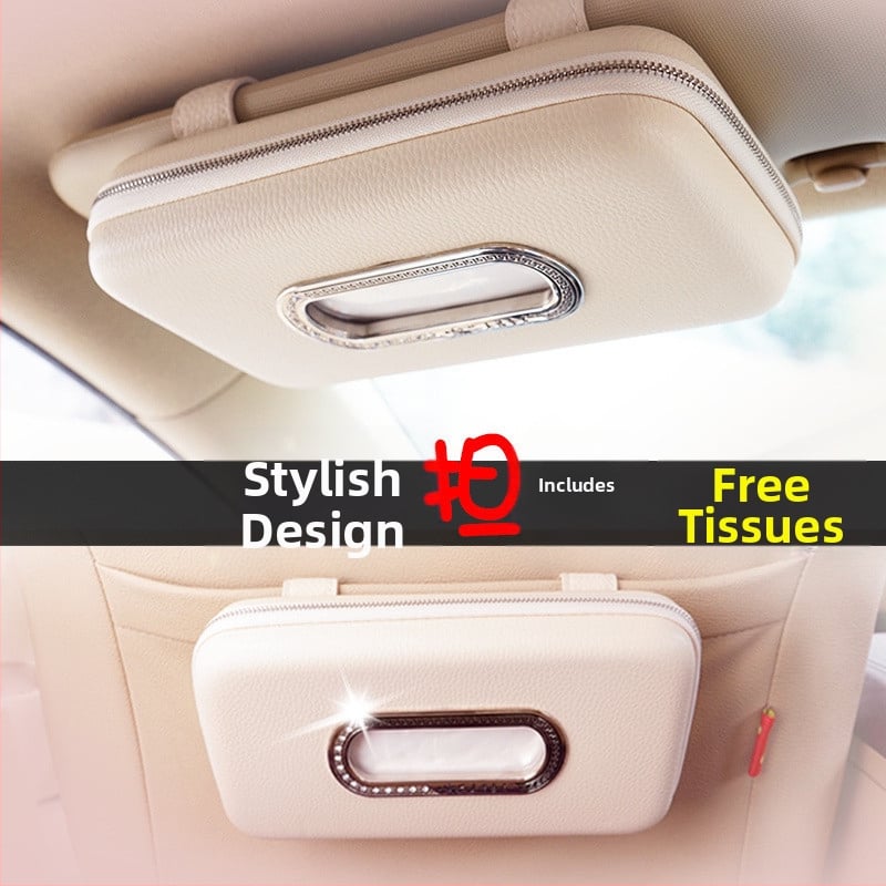 Δερμάτινη θήκη χαρτοπετσετών αυτοκινήτου με κρεμάμενο σχέδιο, συμβατή με τον ηλιοπροστατευτικό προβολέα, μάρκα Chiweng