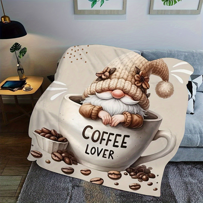 Flanel pléd kávé mintával és törpe figurákkal (100% poliészter, 260, tavasz–ősz, testreszabható)