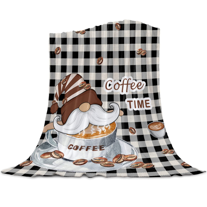 Flanel pléd kávé mintával és törpe figurákkal (100% poliészter, 260, tavasz–ősz, testreszabható)