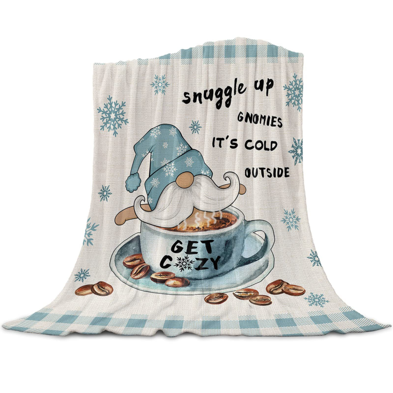 Flanel pléd kávé mintával és törpe figurákkal (100% poliészter, 260, tavasz–ősz, testreszabható)