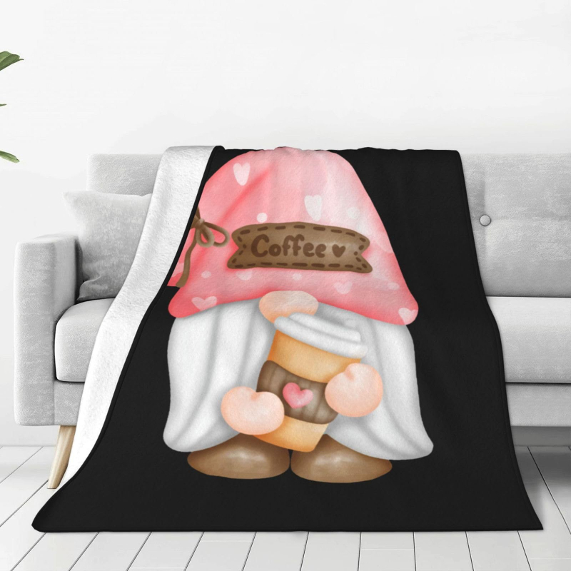 Flanel pléd kávé mintával és törpe figurákkal (100% poliészter, 260, tavasz–ősz, testreszabható)