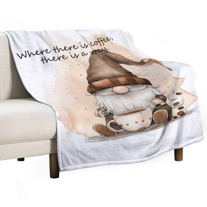 Flanel pléd kávé mintával és törpe figurákkal (100% poliészter, 260, tavasz–ősz, testreszabható)