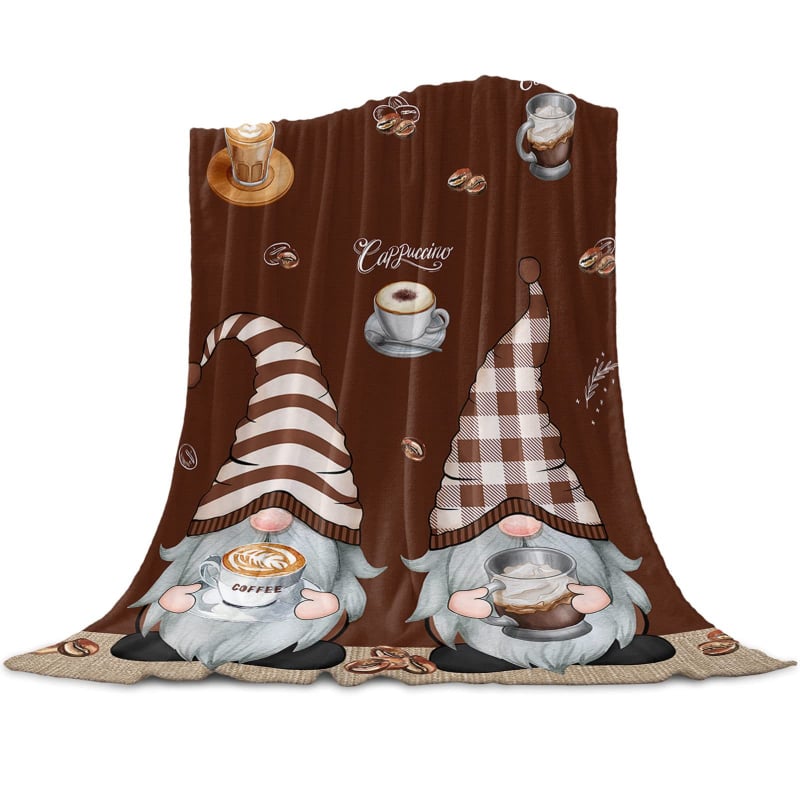 Flanel pléd kávé mintával és törpe figurákkal (100% poliészter, 260, tavasz–ősz, testreszabható)
