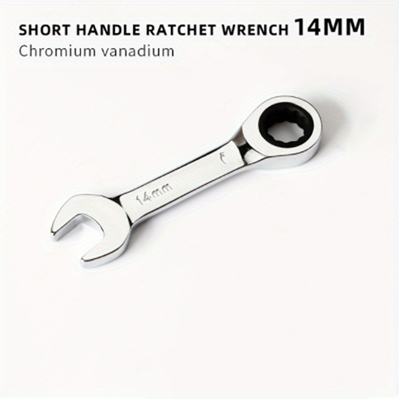 Racinių veržliarakčių trumpa rankena, chromuotas paviršius, chromo-vanadžio plienas, dvigubo naudojimo staliaus įrankis, svoris 0.16