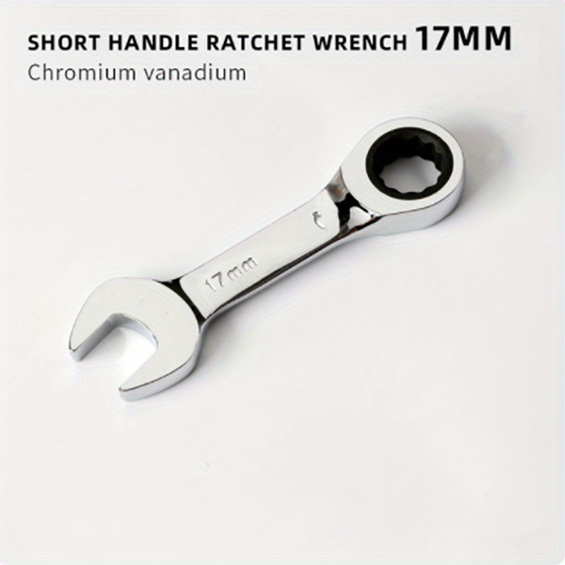 Racinių veržliarakčių trumpa rankena, chromuotas paviršius, chromo-vanadžio plienas, dvigubo naudojimo staliaus įrankis, svoris 0.16