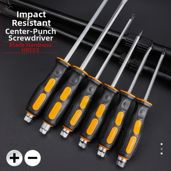 Pramoninio lygio atsuktuvas rinkinys su kryžiu ir plokščia galvu, ilga ašis, chromo vanadžio plienas, magnetinis ir izoliuotos rankenos