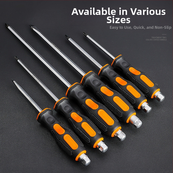 Pramoninio lygio atsuktuvas rinkinys su kryžiu ir plokščia galvu, ilga ašis, chromo vanadžio plienas, magnetinis ir izoliuotos rankenos