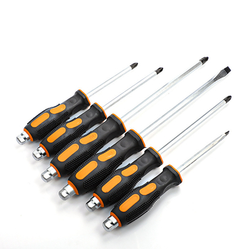 Pramoninio lygio atsuktuvas rinkinys su kryžiu ir plokščia galvu, ilga ašis, chromo vanadžio plienas, magnetinis ir izoliuotos rankenos