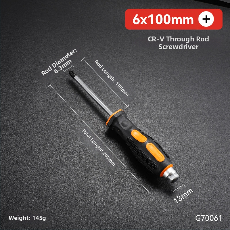 Pramoninio lygio atsuktuvas rinkinys su kryžiu ir plokščia galvu, ilga ašis, chromo vanadžio plienas, magnetinis ir izoliuotos rankenos