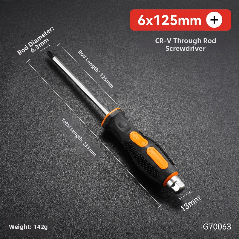 Pramoninio lygio atsuktuvas rinkinys su kryžiu ir plokščia galvu, ilga ašis, chromo vanadžio plienas, magnetinis ir izoliuotos rankenos