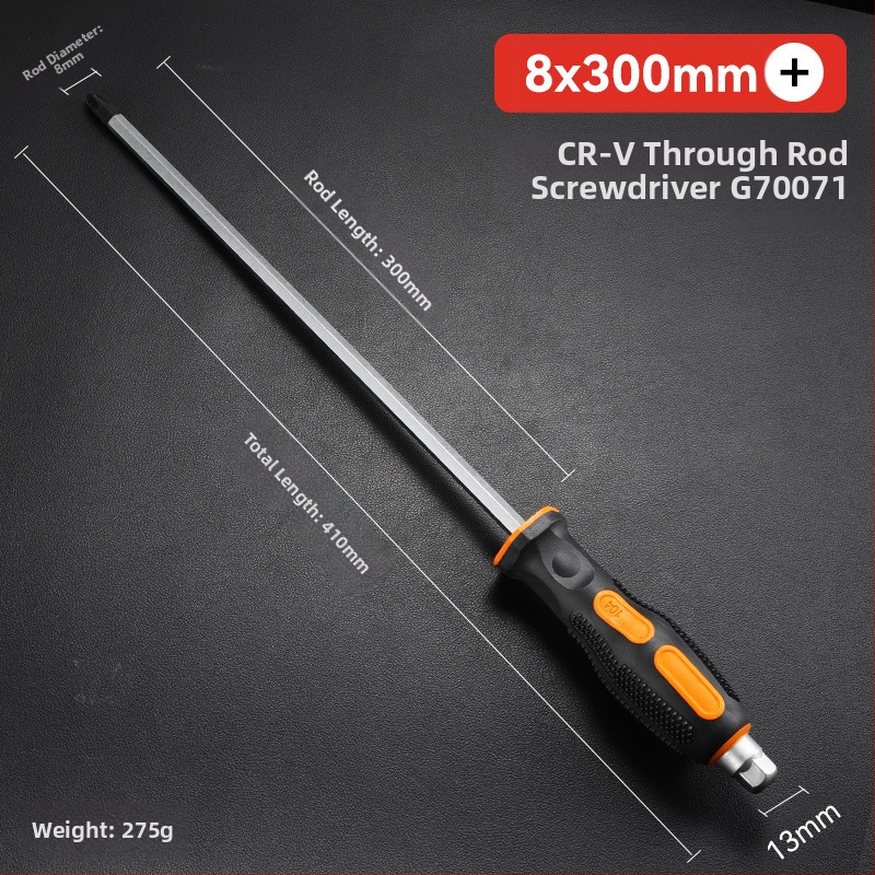 Pramoninio lygio atsuktuvas rinkinys su kryžiu ir plokščia galvu, ilga ašis, chromo vanadžio plienas, magnetinis ir izoliuotos rankenos