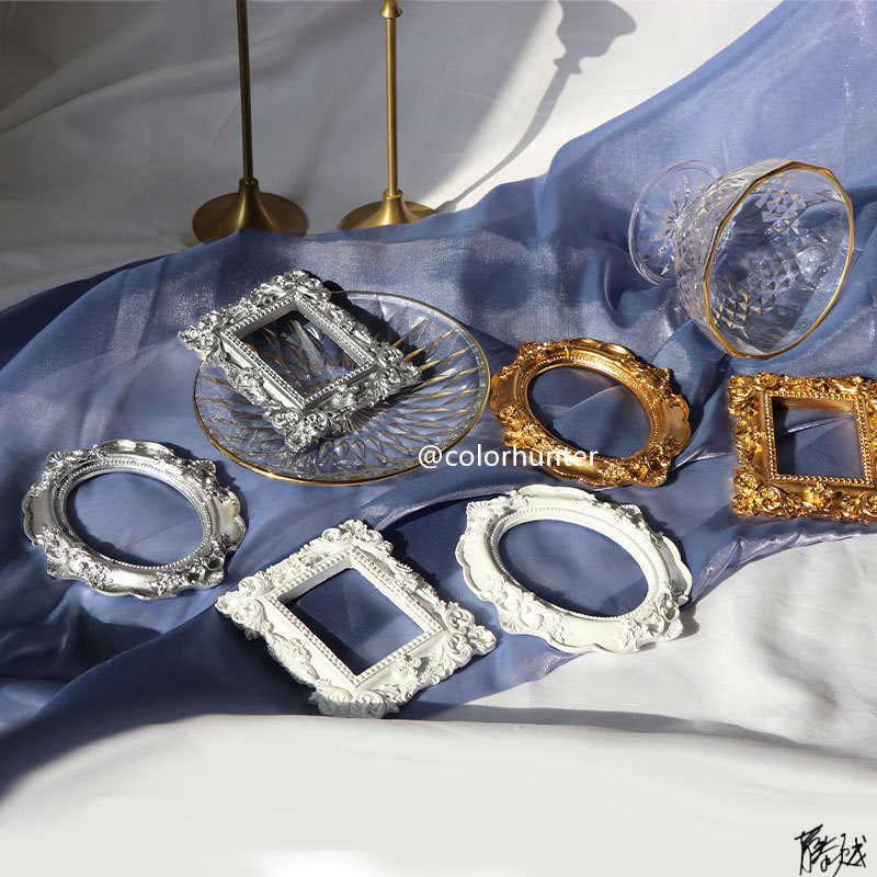 Fotogrāfiju rekvizīti, vintage Eiropas mini reljefa rāmis rotaslietas manikīram un fotogrāfijām