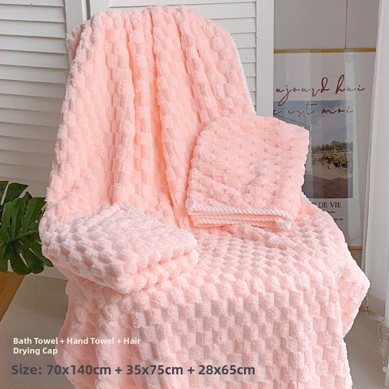 Set baie din trei piese: prosop de înfășurat pentru adulți, căciulă de uscare a părului și prosop; bumbac 100%, fir 150D, marca Silent Love