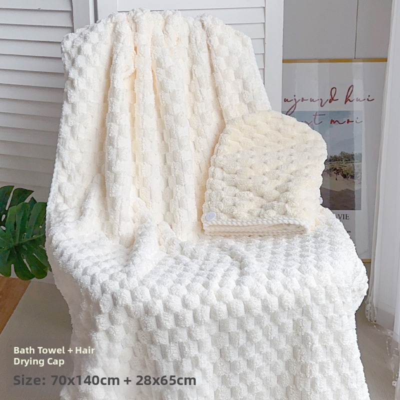 Set baie din trei piese: prosop de înfășurat pentru adulți, căciulă de uscare a părului și prosop; bumbac 100%, fir 150D, marca Silent Love