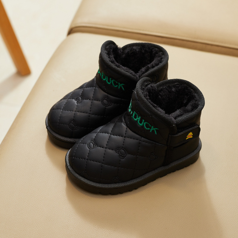 Botine copii până la gleznă, piele microfibră, stil minimalist, potrivite pentru vârsta 4–12 ani, marca Dingmeng Little Yellow Duck