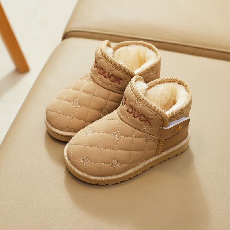 Botine copii până la gleznă, piele microfibră, stil minimalist, potrivite pentru vârsta 4–12 ani, marca Dingmeng Little Yellow Duck