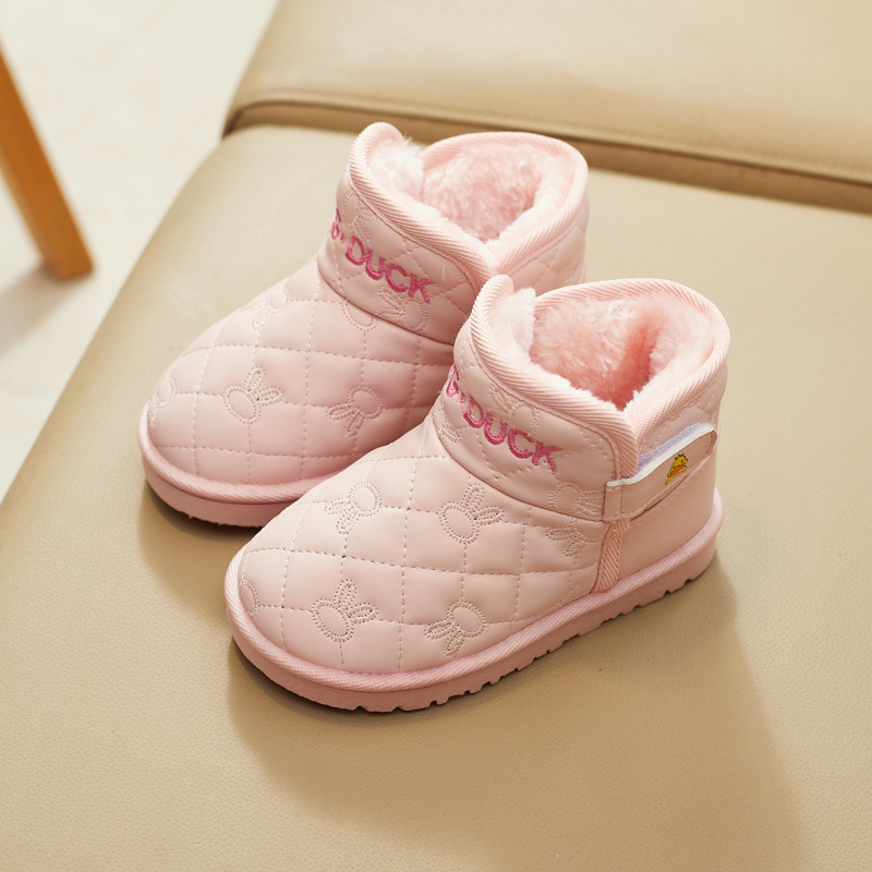 Botine copii până la gleznă, piele microfibră, stil minimalist, potrivite pentru vârsta 4–12 ani, marca Dingmeng Little Yellow Duck