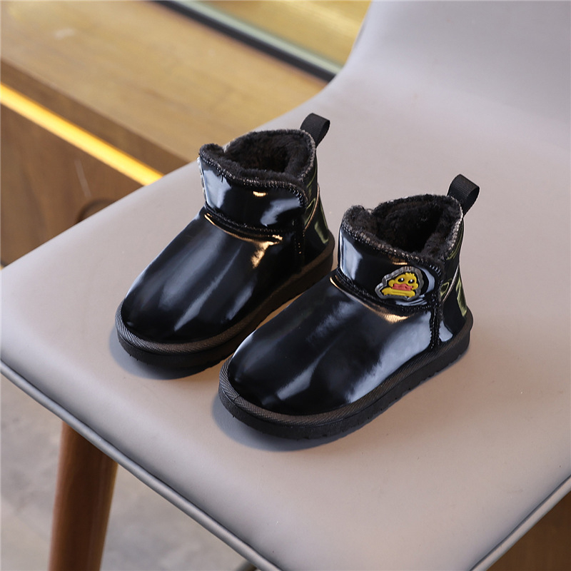 Botine copii până la gleznă, piele microfibră, stil minimalist, potrivite pentru vârsta 4–12 ani, marca Dingmeng Little Yellow Duck