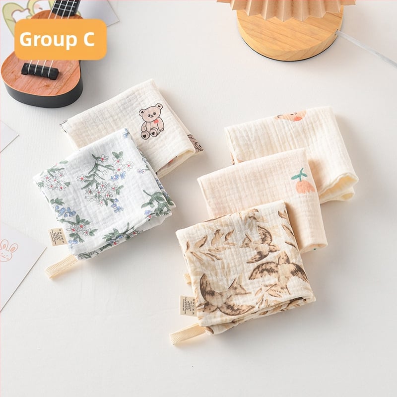 5 bucăți de șervețele pătrate pentru bebeluși, din bumbac 100% pentru saliva, eructare și curățarea feței, potrivite pentru nou-născuți