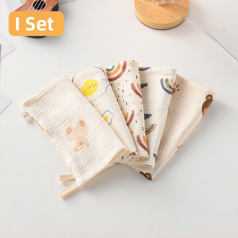 5 bucăți de șervețele pătrate pentru bebeluși, din bumbac 100% pentru saliva, eructare și curățarea feței, potrivite pentru nou-născuți