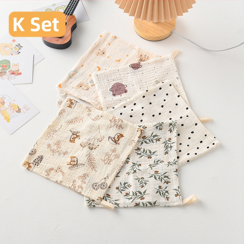 5 bucăți de șervețele pătrate pentru bebeluși, din bumbac 100% pentru saliva, eructare și curățarea feței, potrivite pentru nou-născuți