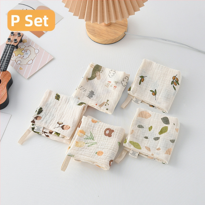 5 bucăți de șervețele pătrate pentru bebeluși, din bumbac 100% pentru saliva, eructare și curățarea feței, potrivite pentru nou-născuți