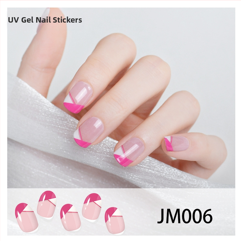 XT Полуизсушени гел лак стикери за нокти – активирани с UV лампа, френски стил, дизайни: рози, мрамор, цветя