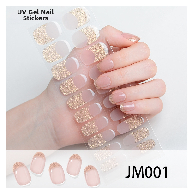 XT Полуизсушени гел лак стикери за нокти – активирани с UV лампа, френски стил, дизайни: рози, мрамор, цветя